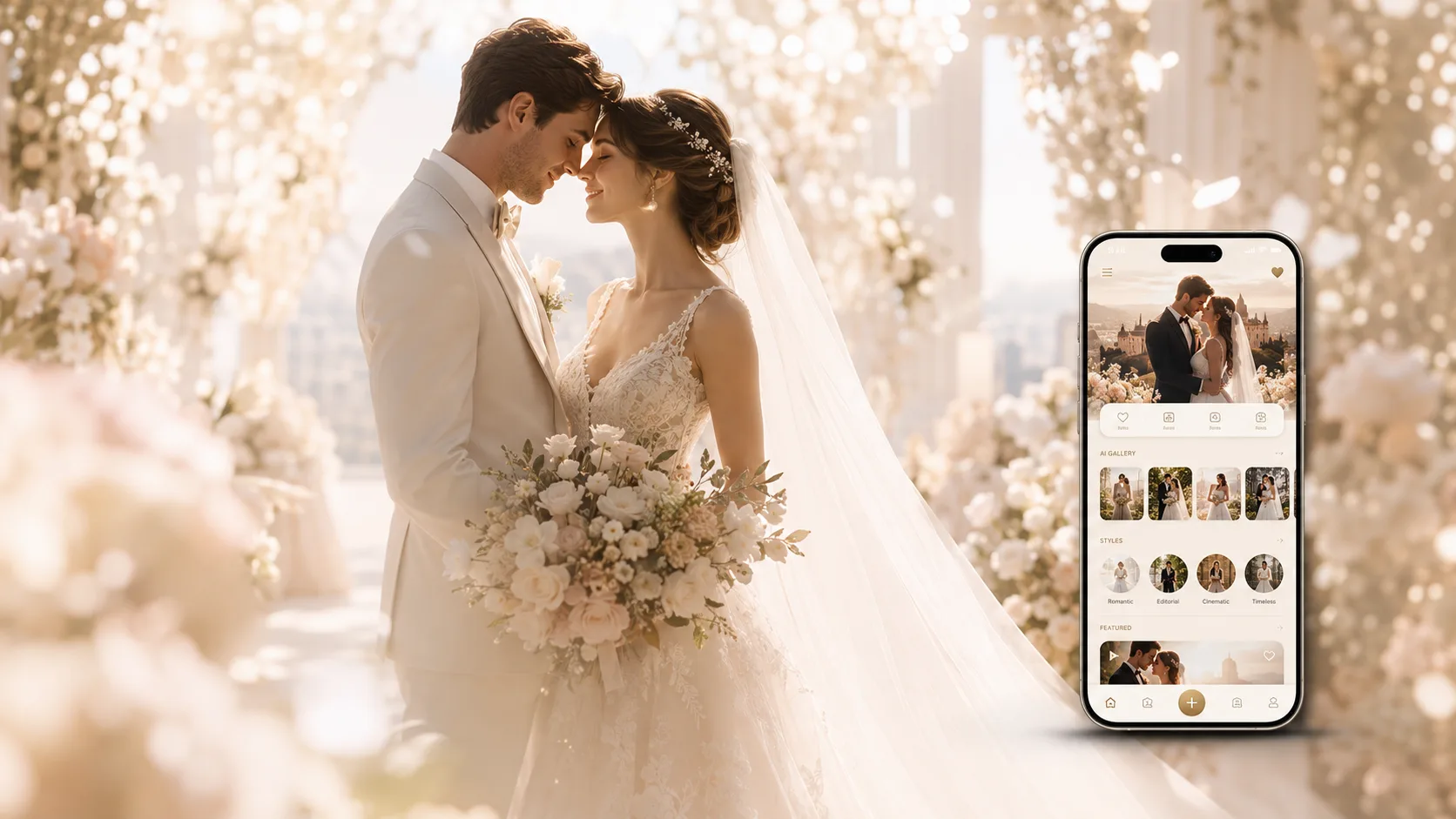 AI 婚礼影像应用 concept visual